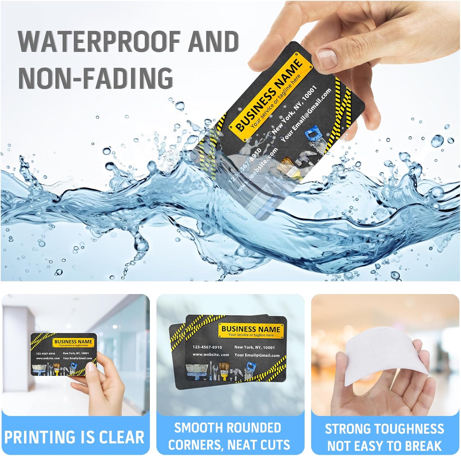 Custom PVC Business Cards Personalized Plastic Business Card Waterproof Name Card with Handyman Templates-Double Side Printing
