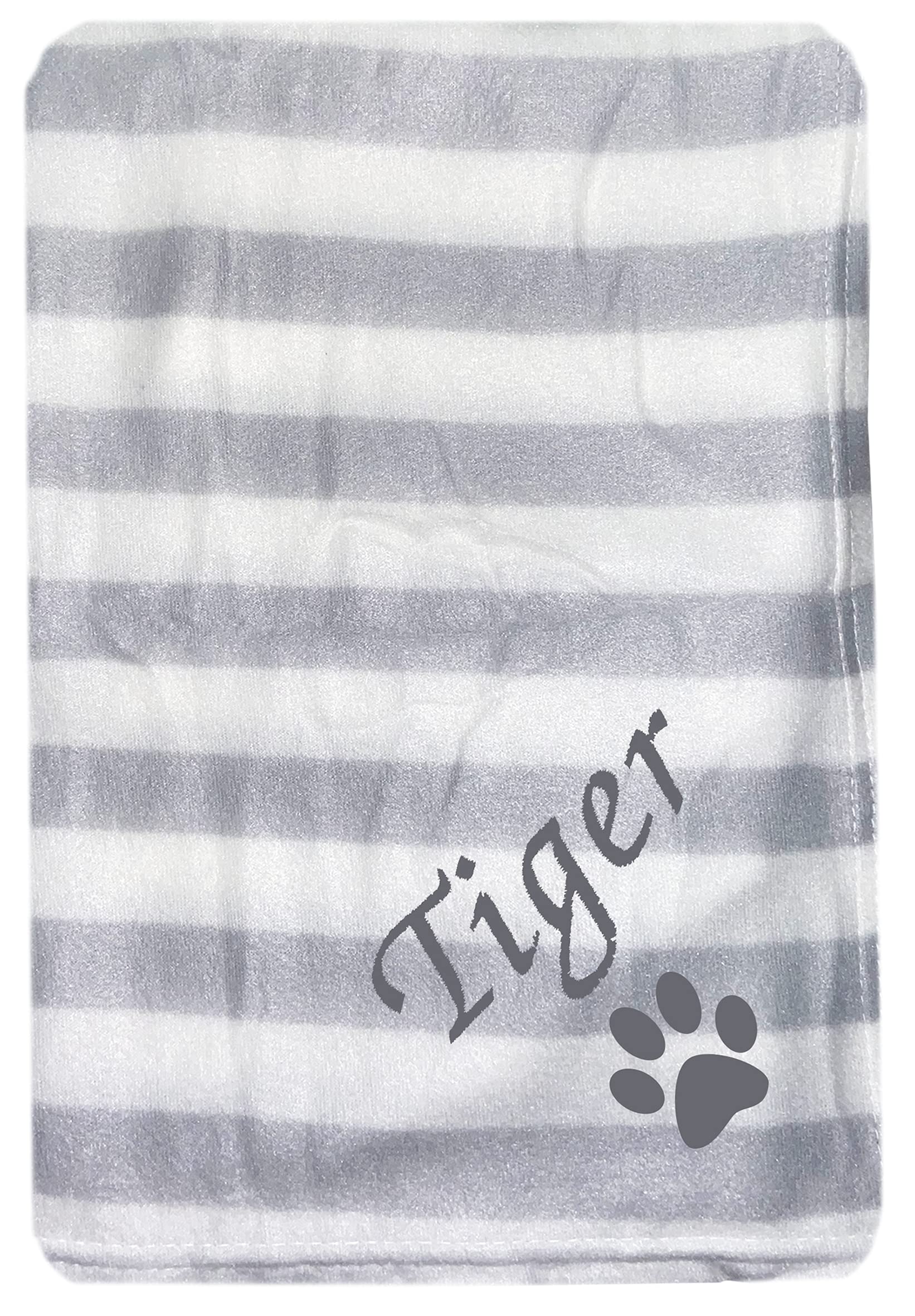 Jjlc Grey Stripe - Paw Personalised Pet Dog Puppy Blanket Cat Kitten Bed Fleece (Grey Stripe - Paw)