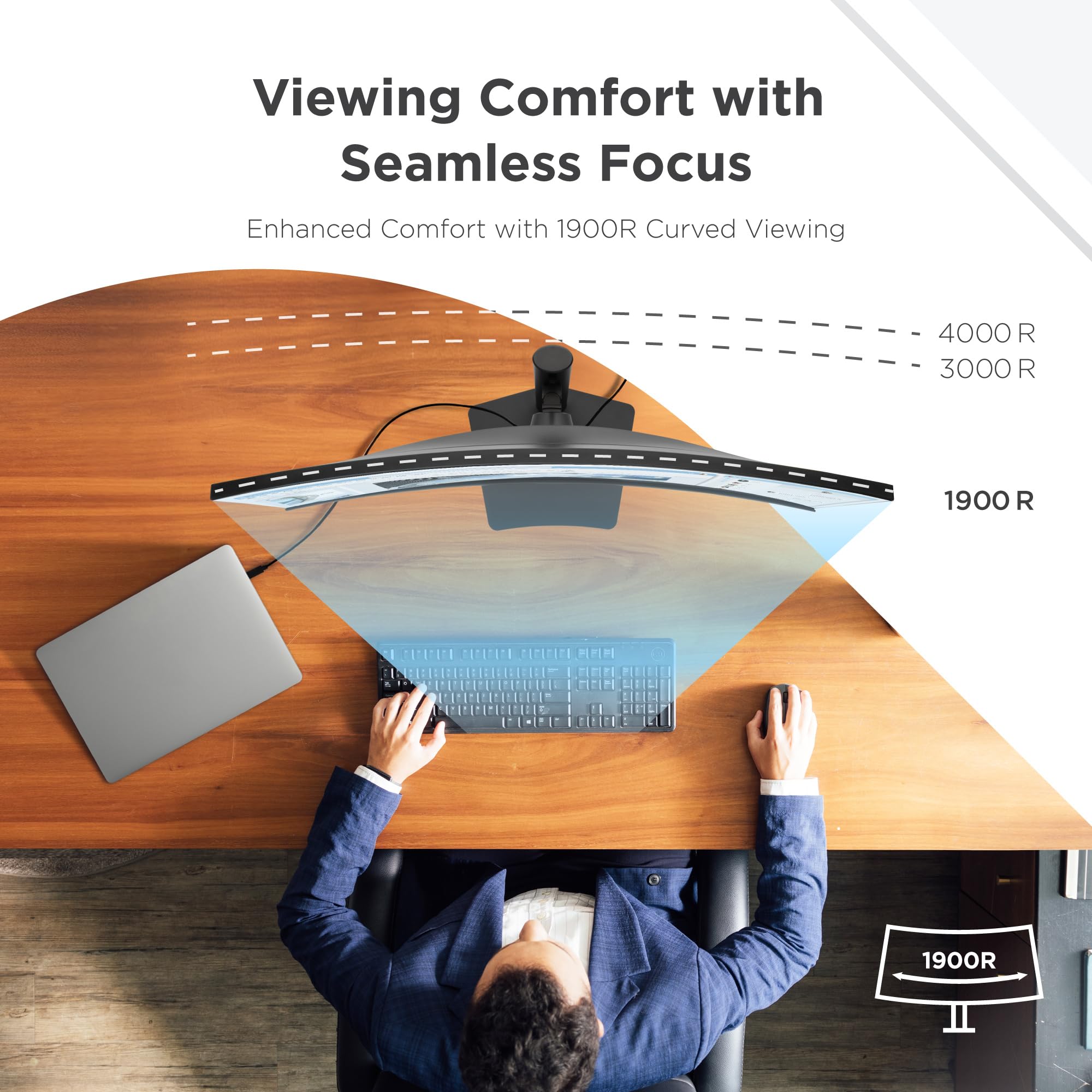 ViewSonic VA3420C-2 Monitor 34 zoll Curved UWQHD 3440 x 1440, 95W USB-C, 120Hz, 1ms MPRT, 1900R, VA, KVM Switch, PIP, PBP, 21:9, Höhenverstellung, 2 x HDMI, DP, Flimmerfrei, 2x Lautsprecher