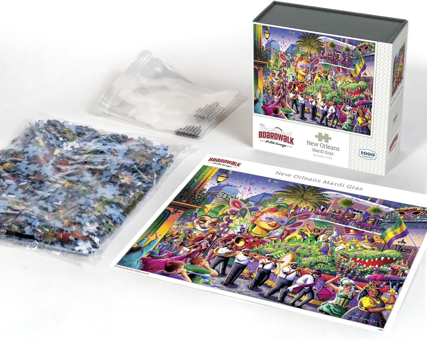 Boardwalk Puzzles New Orleans Mardi Gras, 1000 Piece Jigsaw Puzzle for Adults, Made in USA