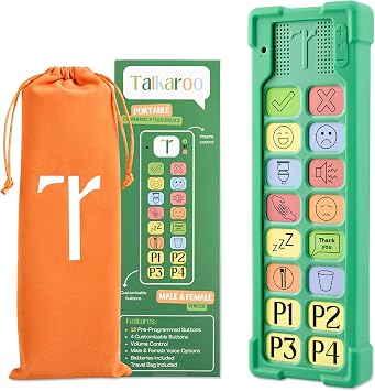 AAC Device for Autism - AAC Communication Device for Nonverbal Kids and Adults - 4 Programmable and 12 Pre Set Iconic Buttons with Adjustable Volume - Used in Classrooms for Speech Therapy