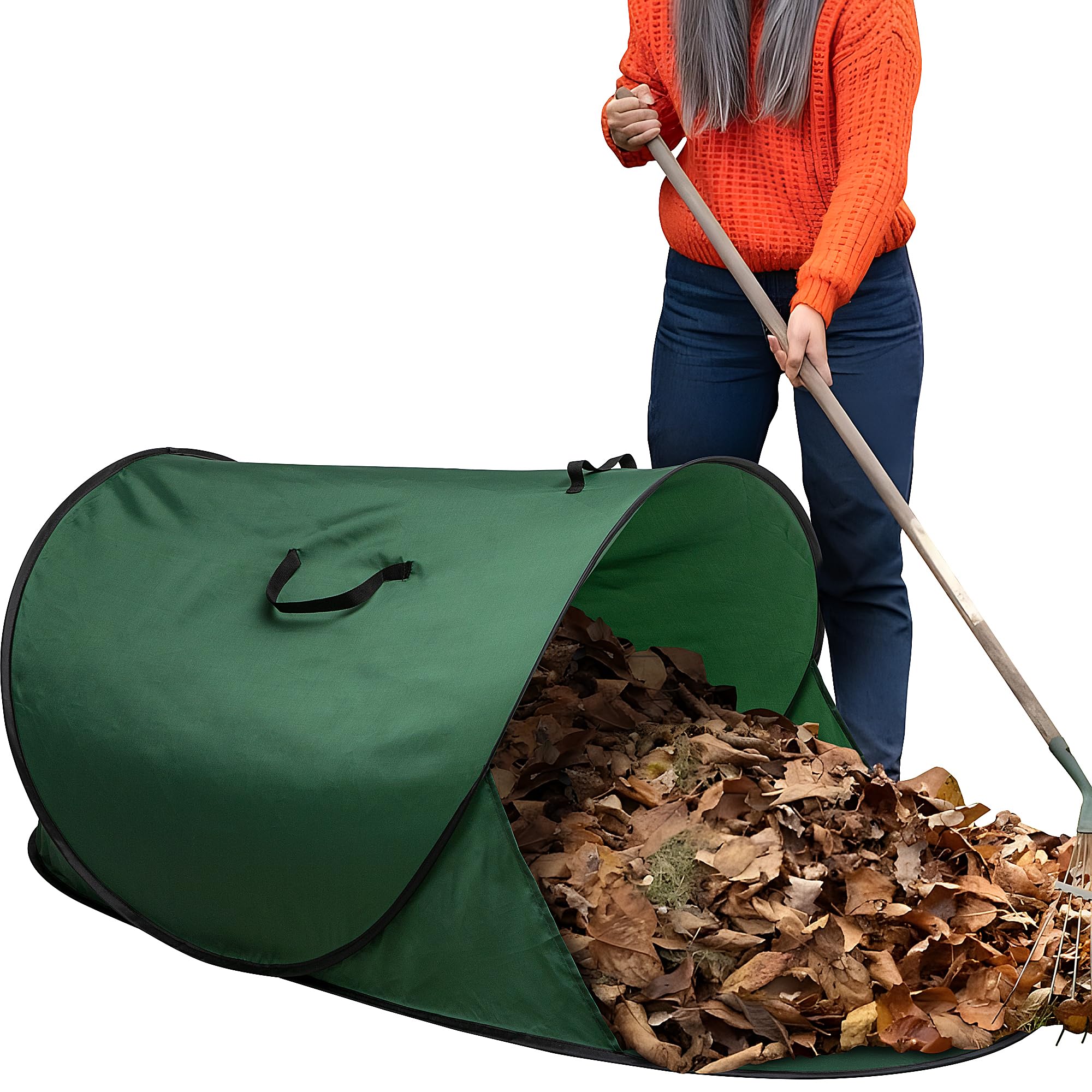 55''x32'' Foldable Pop Up Leaf Collector, Oxford Cloth Leaves Pickup and Loader Bag, Lawn Portable Leaf Bags for Cleaning Up Garden Weeds Branches Waste Trash-image-35