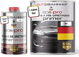 Eco Pro 2K 4:1 HS Urethane Primer Red & Fast Hardener Kit – High Build, Rapid Curing, Auto Body & Industrial Refinishing – 1 Gallon Primer + 1 Quart Hardener