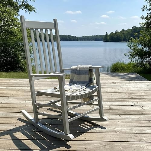 Vista 38 de Shine Company Inc. Silla mecedora para porche estilo Vermont, 4332WT, color blanco