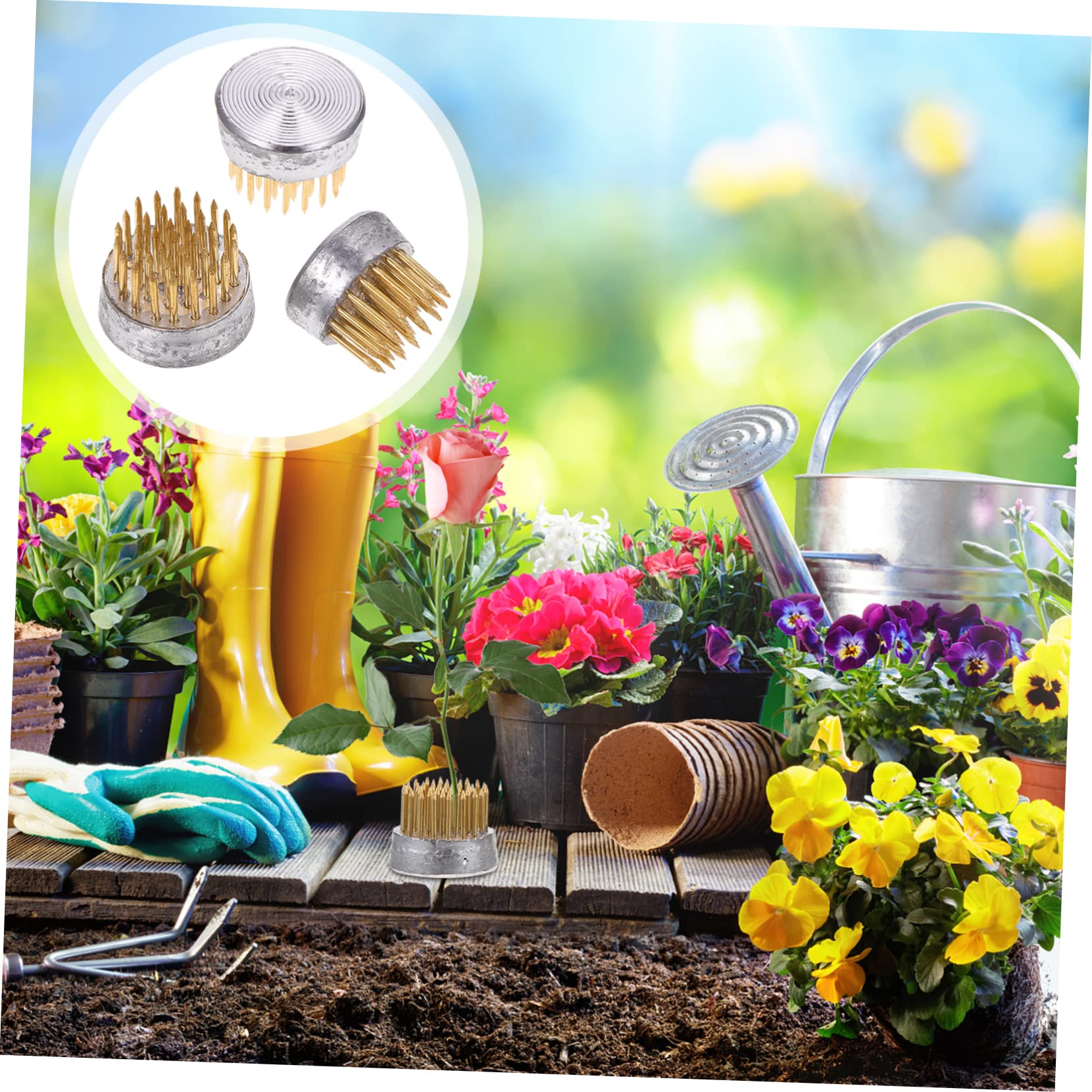 ULDIGI 3sets Flower Arrangement Base Lightweight Easy Install Reusable Frog Pin for Home Hotel 3pcs*3