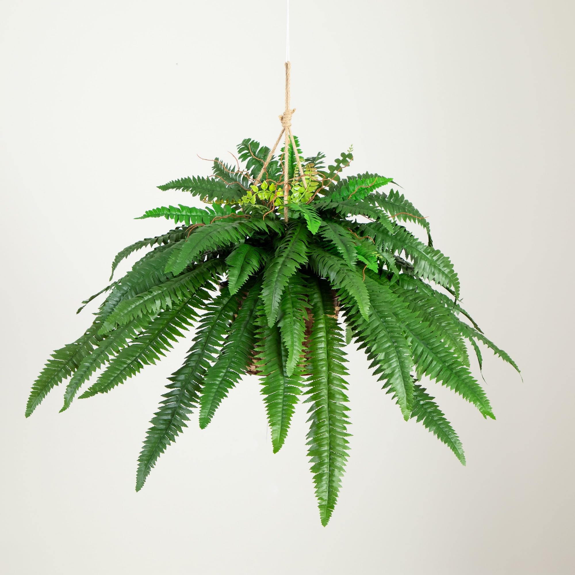 LOMOHOO Artificial Plants In Hanging Basket Artificial Fern Outdoor Artificial Fern Hanging Artificial Fern Plants Uv Resistant Plastic Plants For Front Porch Living Room Garden - View #2