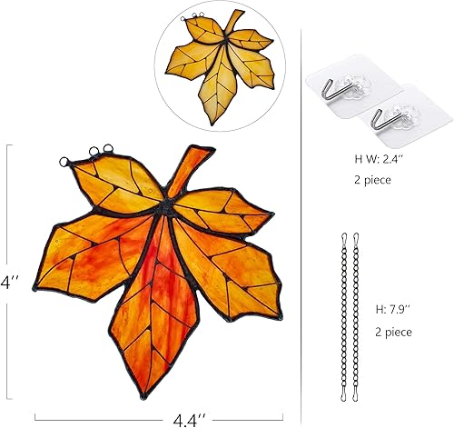 Miniatura 6 de Atrapasoles de hojas de arce para ventana, vitral, decoración del hogar, decoración de hojas de otoño, regalos para mujeres..