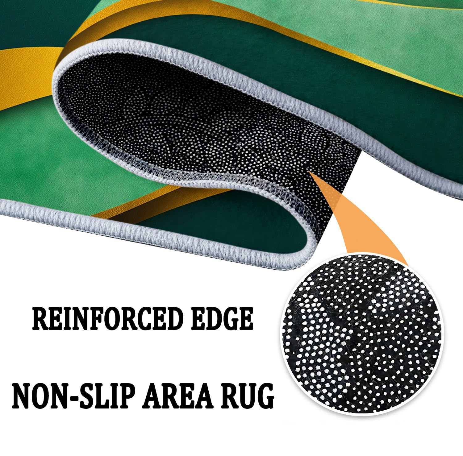 Générique Tapis Rond à Vagues Or Vert, Tapis de Ultra Fin Diamètre 180 cm, Doux, Antidérapant et Lavable, Couleur Design Abstrait pour Chambre Entrée Salle à Manger ou Dortoir Familial