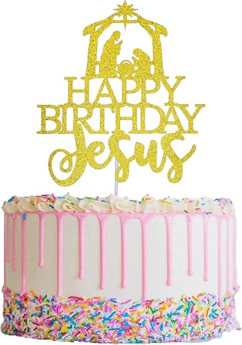 Decoración de pastel de Jesús con purpurina dorada, decoración de pastel de cumpleaños de Jesús con purpurina dorada, Jesús es la razón de la