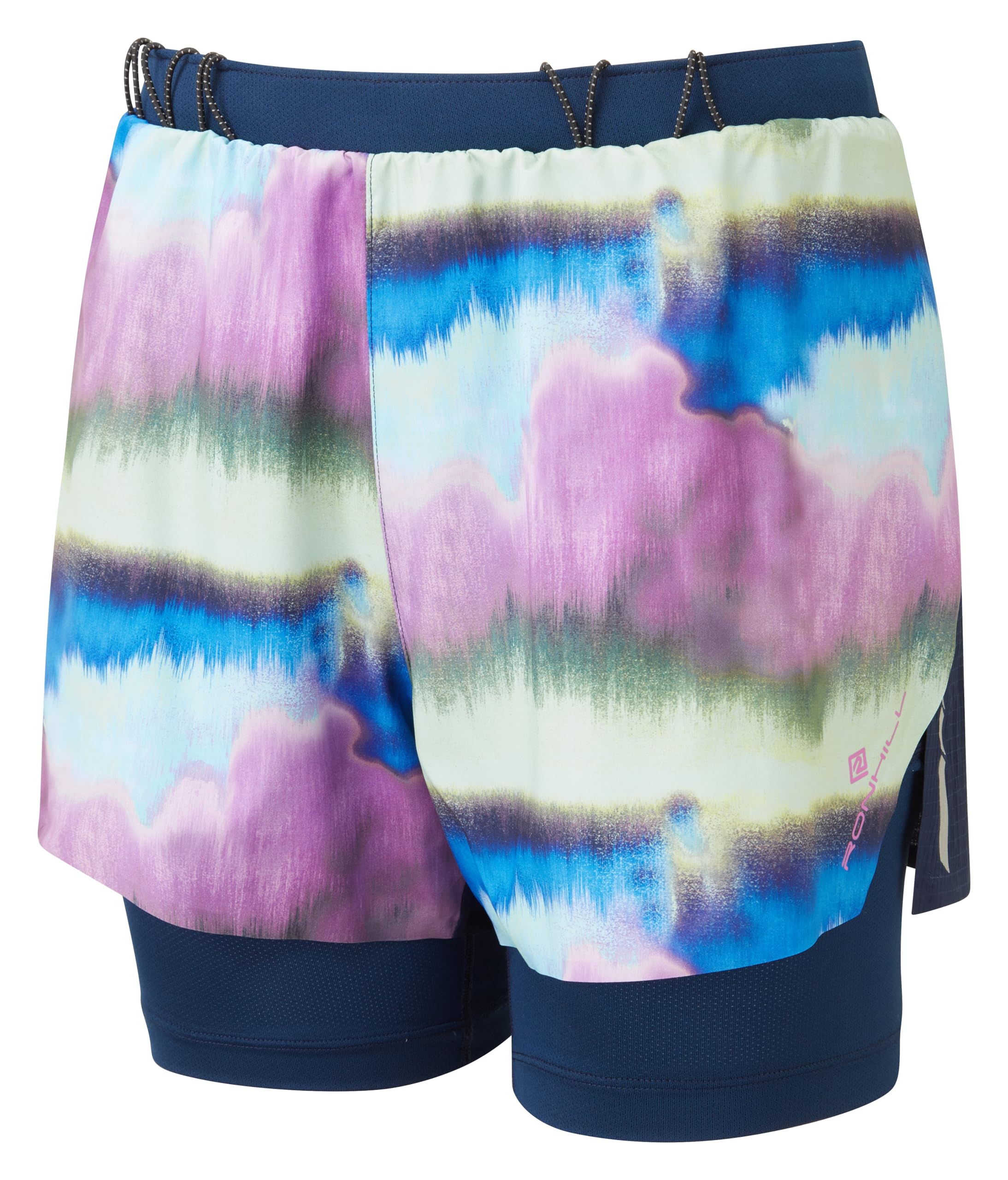 Ronhill Running, Wmn's Tech Race Twin Short, DarkNavy/MultiMirage, Size 12