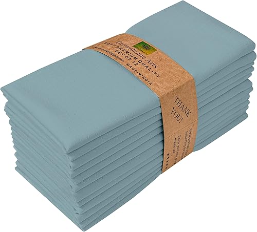 Set de 12 servilletas de tela de 85% algodón y 15% lino para uso diario de tamaño grande, especiales para Pascua, con esquinas ingletadas,
