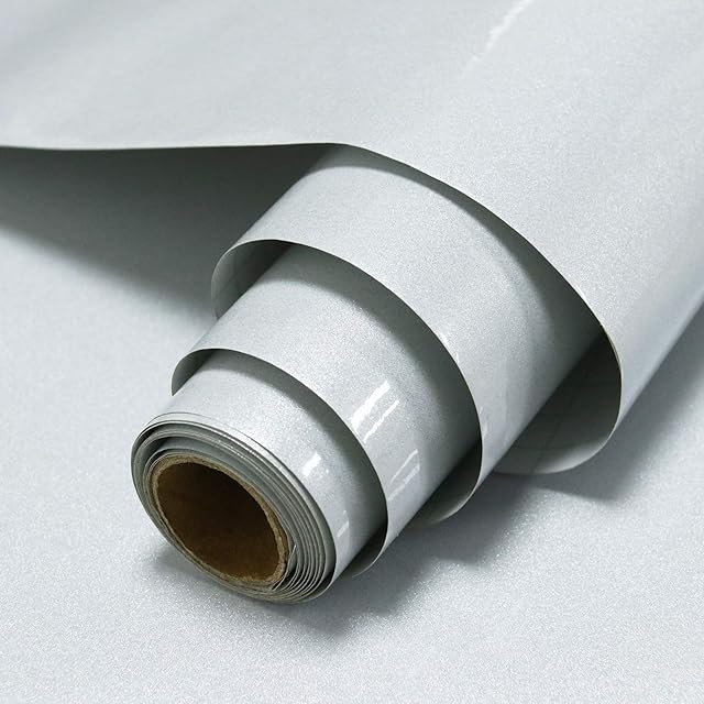 Timeet 60cmx5m Peel and Stick Wallpaper Glitter Effect Self Adhesive Wallpaper Sticky Back Plastic Paper Vinyl Film Roll Furniture Stickers for Kitchen Counter Top Cabinets(Grey)