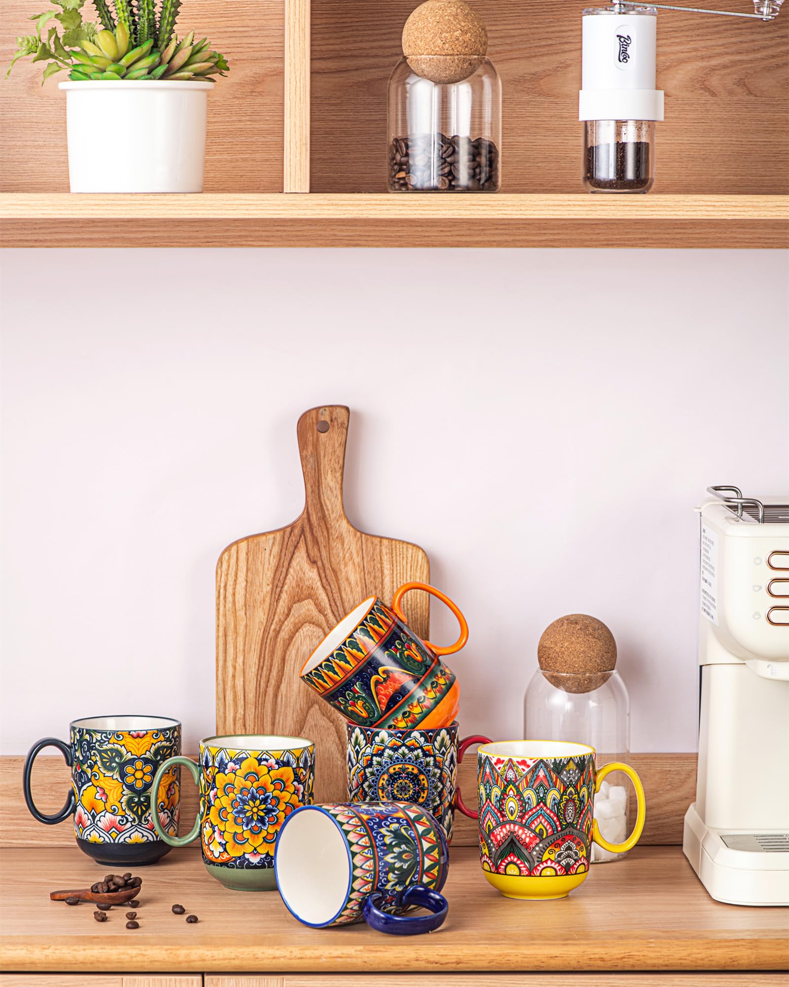 Set Di 4 Tazzine Da Caffè In Ceramica 43 Ml | Colori Neutri Morbidi Per Espresso E Moka | Lavabili In Lavastoviglie - 3