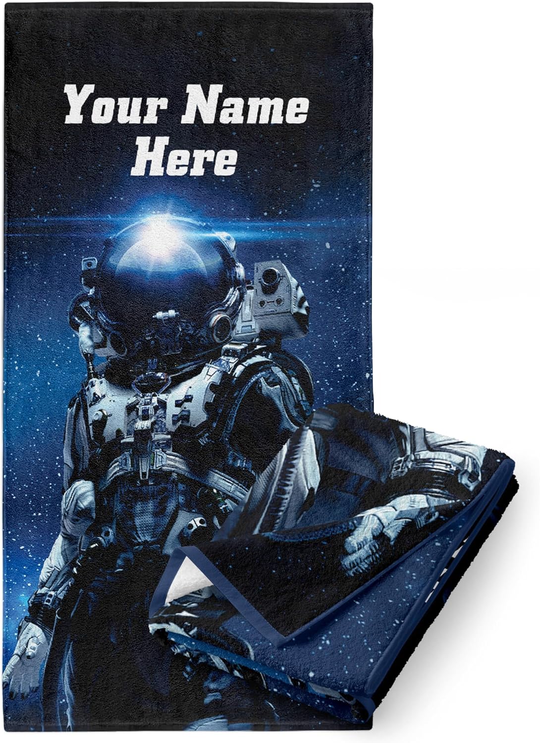 Personalized Kid’s Astronaut Microfiber Beach Towel for Boys or Girls with Custom Name, Space Suit Theme, Ultra Soft Cotton, Quick Dry Absorbent Microfiber, Pool, Bath, and Travel Use, 30” x 60”