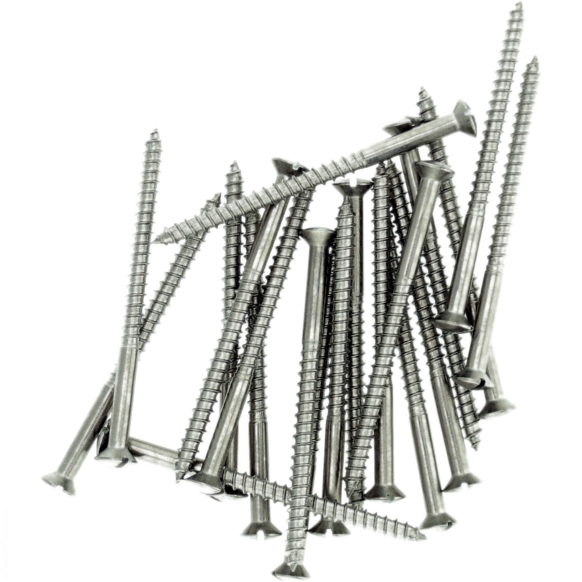 Singularity Supplies No.4 X 0.78 (3.0Mm X 20Mm) Slot Raised Countersunk Wood Screw - Stainless Steel (A2) (Pack Of 20)