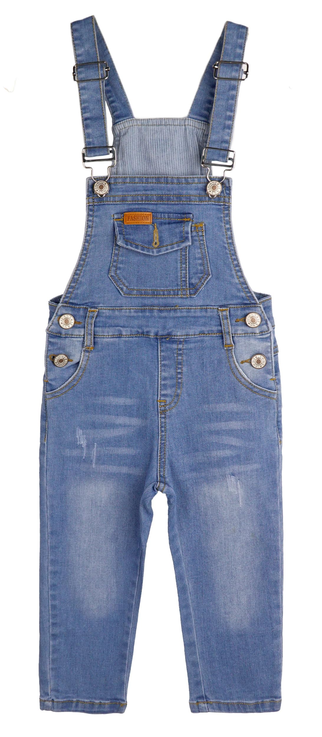 KIDSCOOL SPACE Jeans slim fit per bambini piccoli, salopette di jeans alla moda con taschino strappato