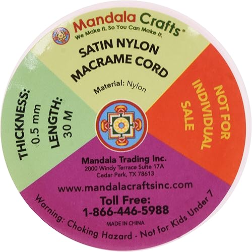 Miniatura 5 de Mandala Crafts Cordón de nailon satinado  Cordón de nailon de 0.031 in para hacer joyas  219 yardas de cuerda trenzada de nailon satinado cuerda de