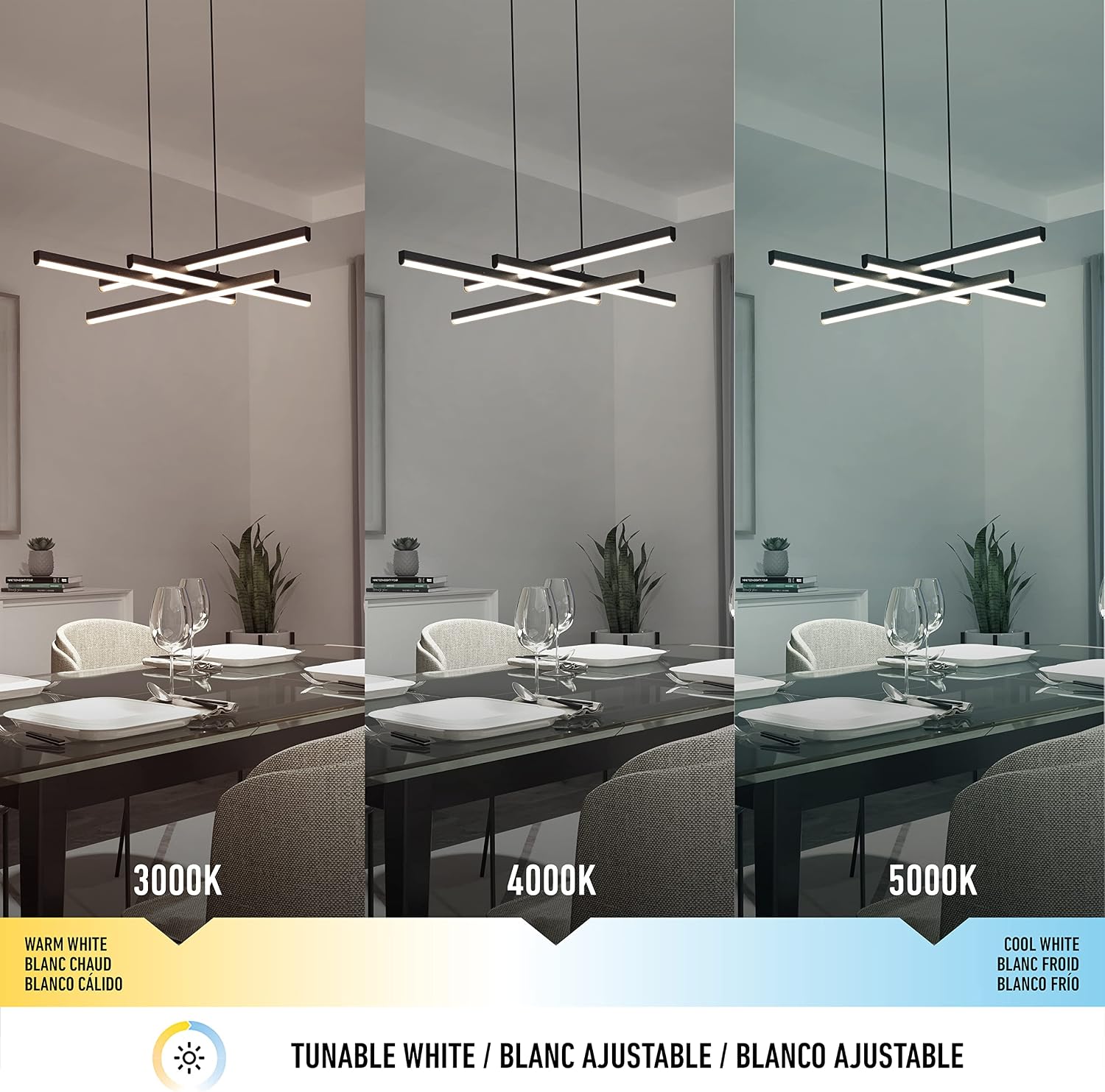 Artika Grid 30W LED Modern Pendant Light Fixture, Black Finish - Ideal for Dining Room, Kitchen Island Light - 1300 Lumens, 4000 Kelvin, No Bulb Required