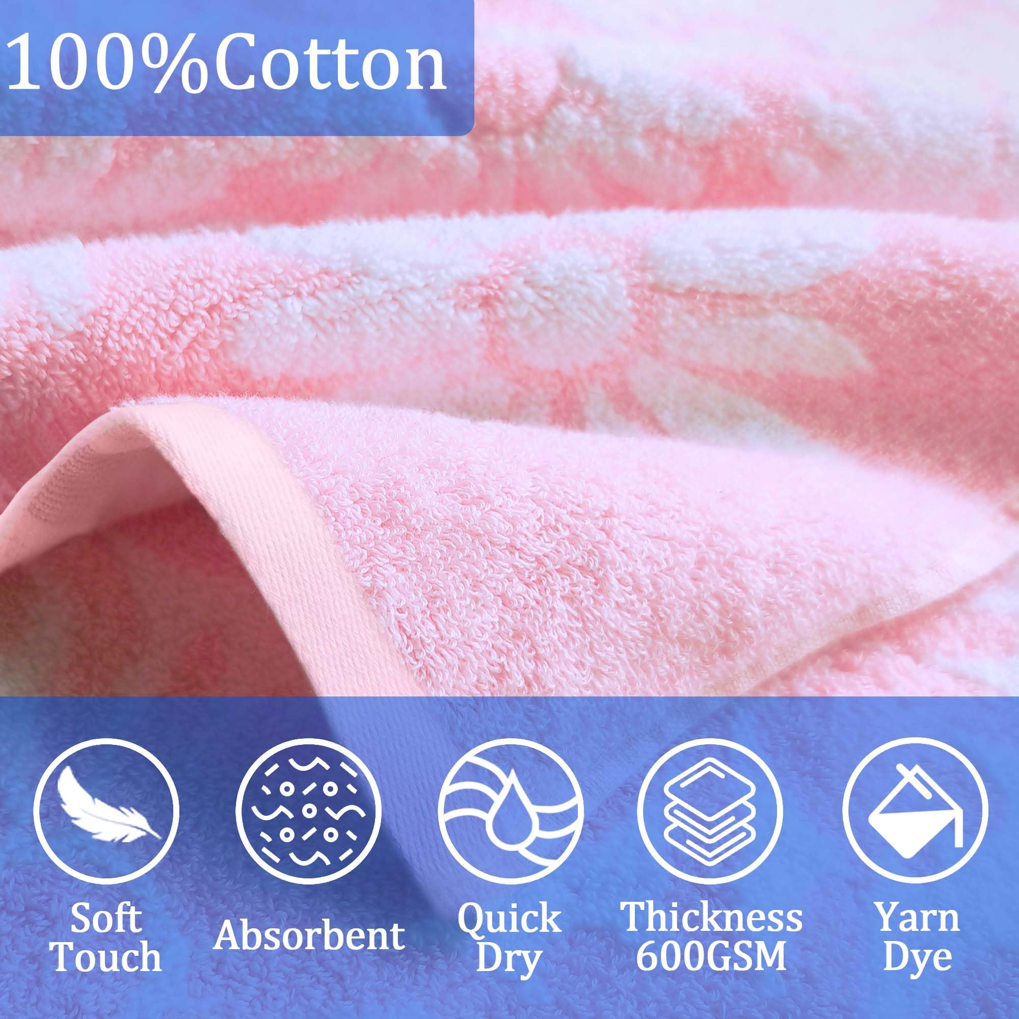 VOOVA & MOVAS Dickes Badetuch mit Kapuze für Kinder (137,2 x 76,2 cm) – weiche, saugfähige türkische Baumwolle, Bademantel, perfekt für Badezimmer, Pool, Schwimmen, Jacquard, Rosa mit weißem