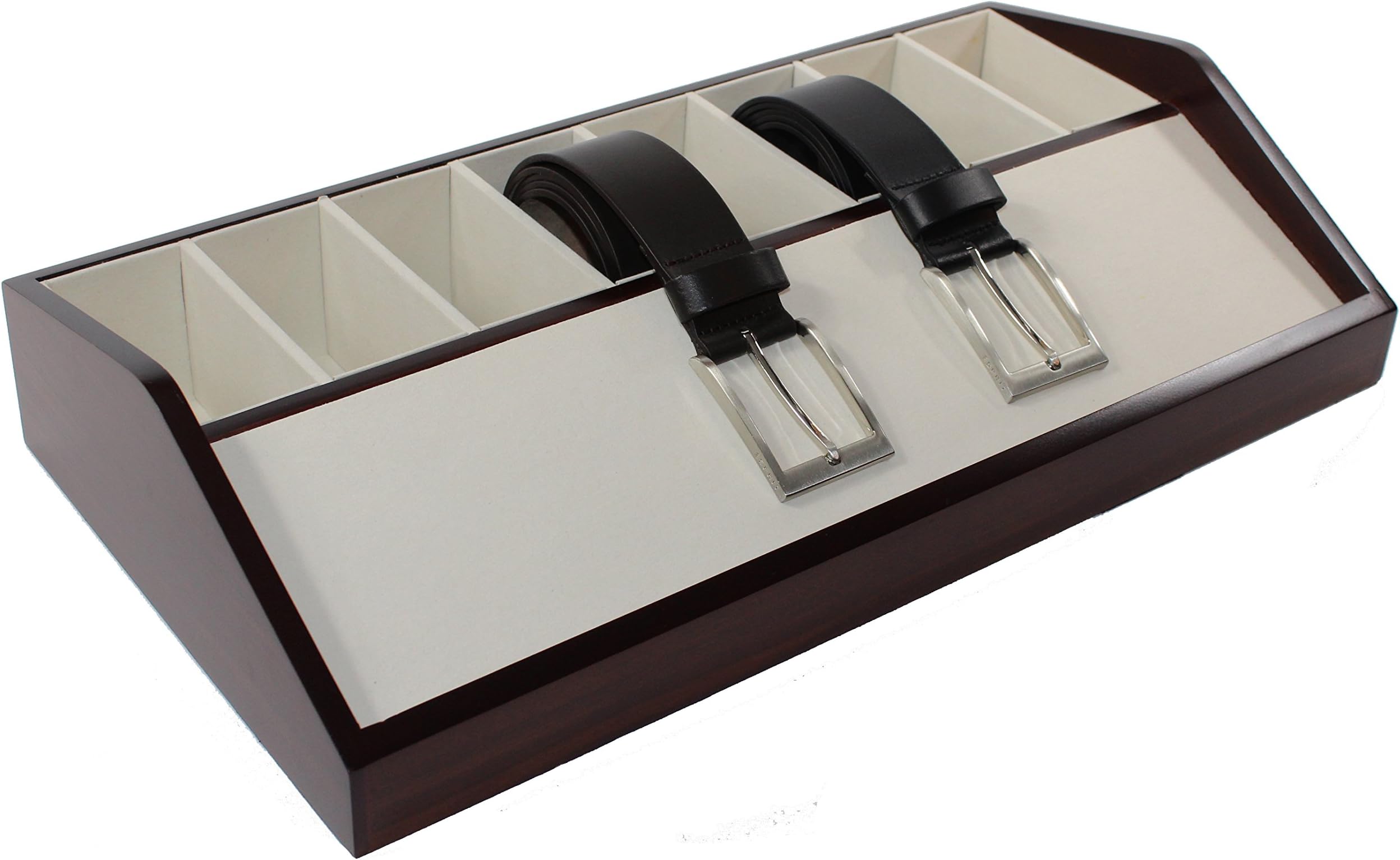 Estellani® Wooden Belt Box, Belt Rack 8X, Color Brown, Belt Organiser, Belt storage, Belt display