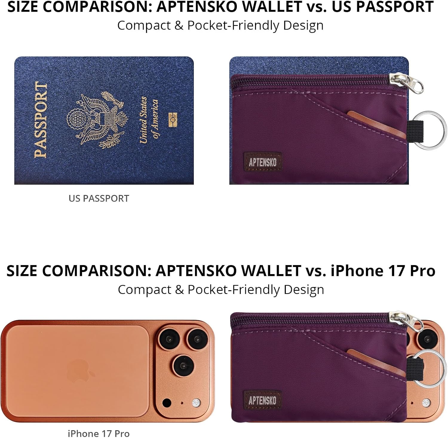 RFID Blocking Travel Wallet with Adjustable Lanyard, Small Nylon Zipper Pouch and Badge Holder for ID, Credit Cards, Cash, Keys, Commuters (Plum Wine) - Image 3