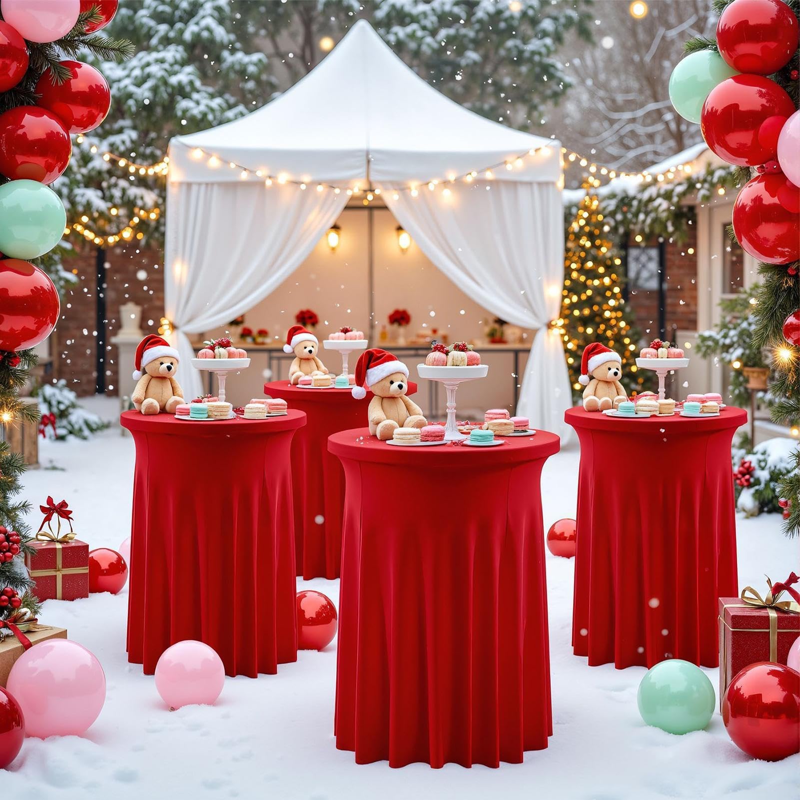 Tovaglia alta elasticizzata per tavoli da cocktail, tovaglie per feste di Natale, eleganti coperture per banchetti per interni ed esterni, matrimoni, bistrot e pub, facili da pulire