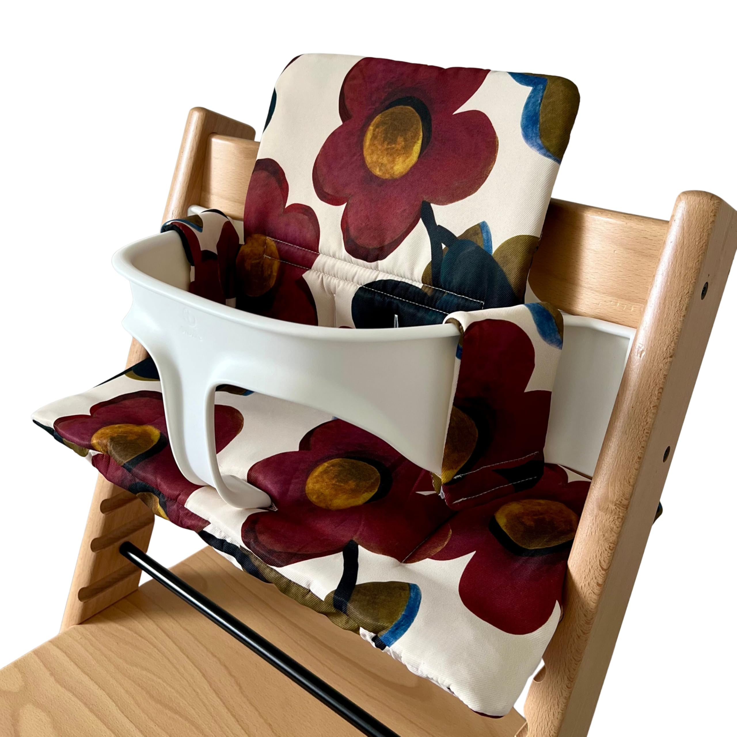 Children's High Chair Cushion Compatible with Stokke Tripp Trapp Padded Waterproof Washable Non-Slip Cover HANELLE (Poppies) โ image 1