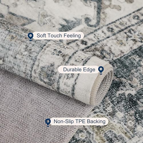 Miniatura 3 de Alfombra lavable de cachemira 5 * 7, gris
