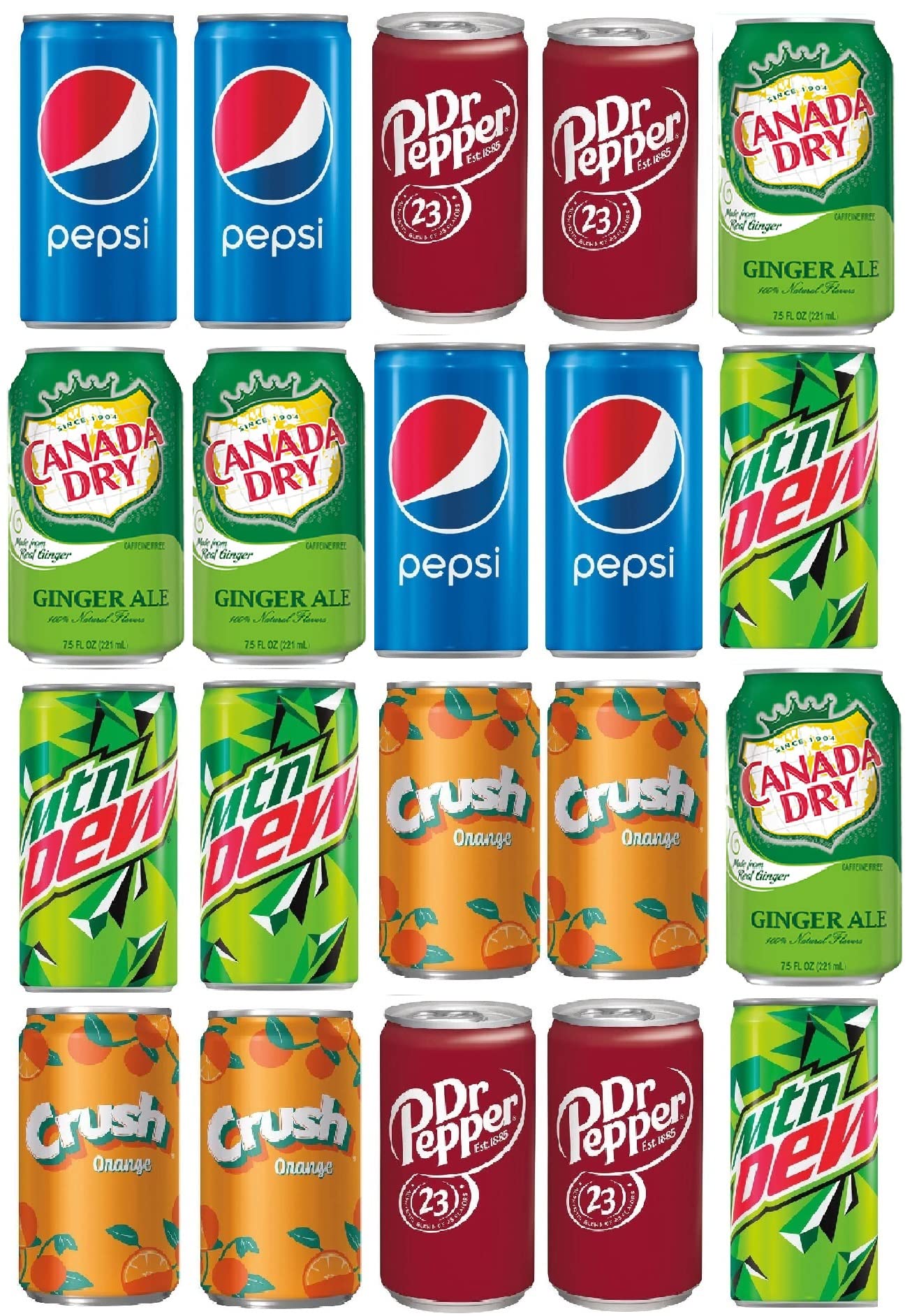 BeeQ BOX - (Pack of 20) mini Soda 7.5 OZ Variety Pack | Multi Flavor Soft Drink Bundle | Assortment Soda Refrigerator Restock Kit of Soda