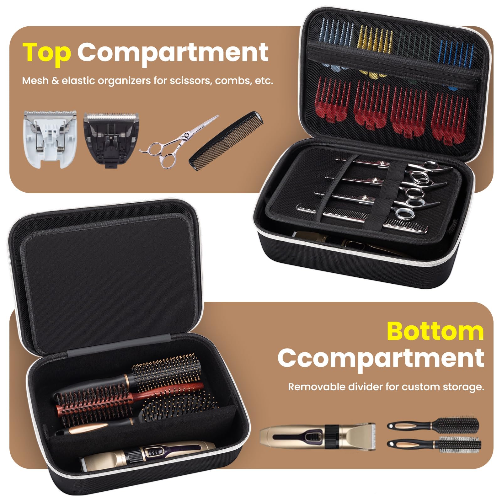 Hard Travel Case for Hair Clippers Portable Clipper Case for Hair Cutting Barber Supplies Holder Waterproof Hair Trimmer Storage Organizer Hair Salon Carrying Bag for Men Razor Guard Grooming Kits - Image 2
