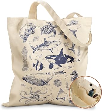 Miss Adola Aesthetic Tote Bag for Girls - with Magnetic Buckle and Zipper Inner Pocket for Women Lady Canvas Cotton Tote Bag