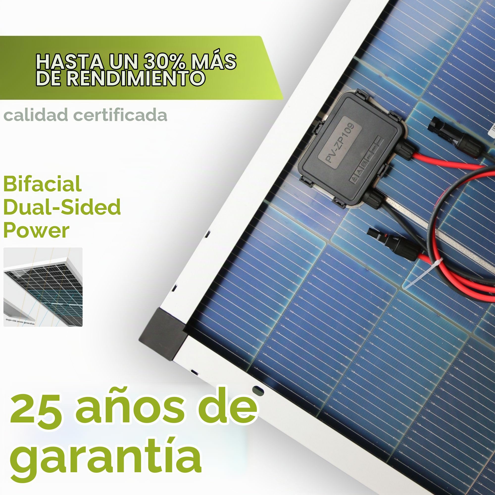 SOLARTRONICS Panel solar 120 W Mono bifacial, 18 V, 18 barras de bus, panel solar