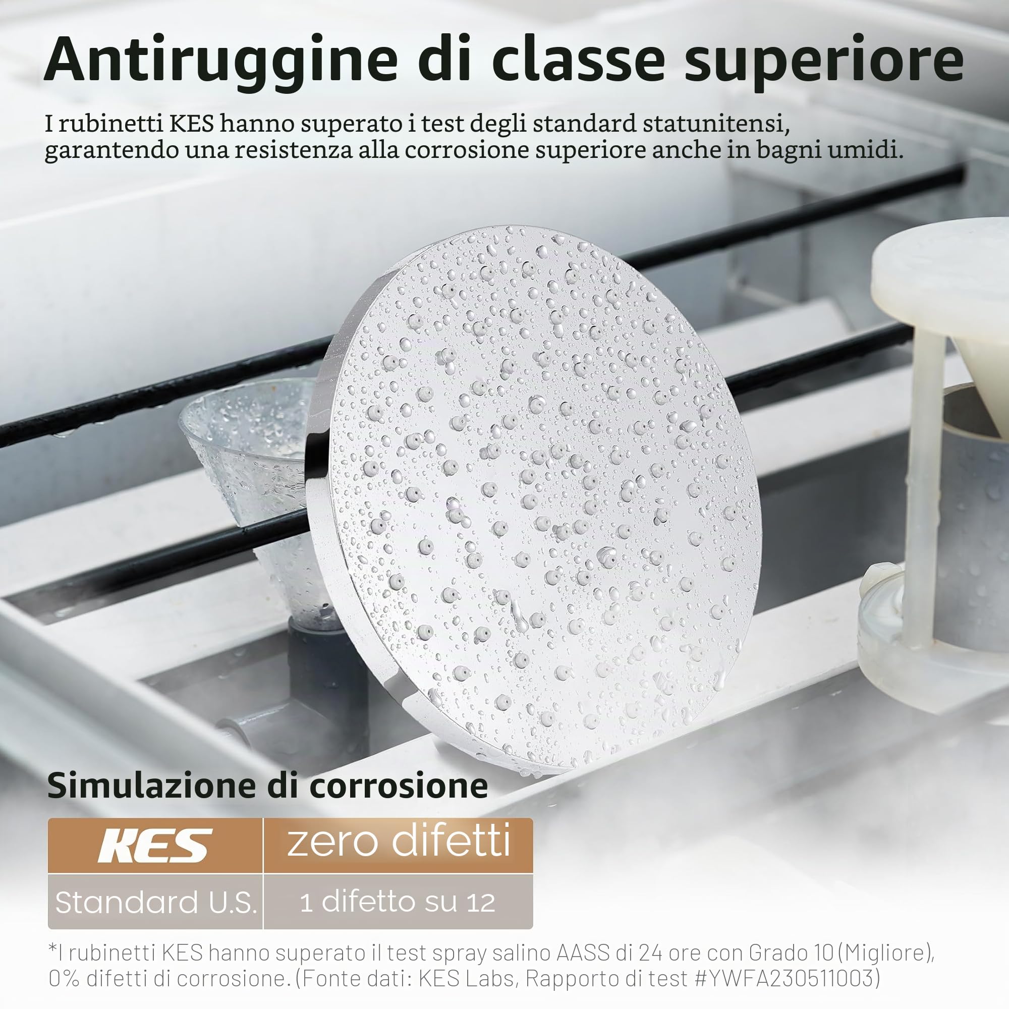 KES Doccia Soffione Grande Soffione Doccia Docce fisse Il giro Diametro 20CM (8 Pollici) Doccia a Pioggia Soffione Doccia Regolabile Cromata Lucida, J201S8-CH