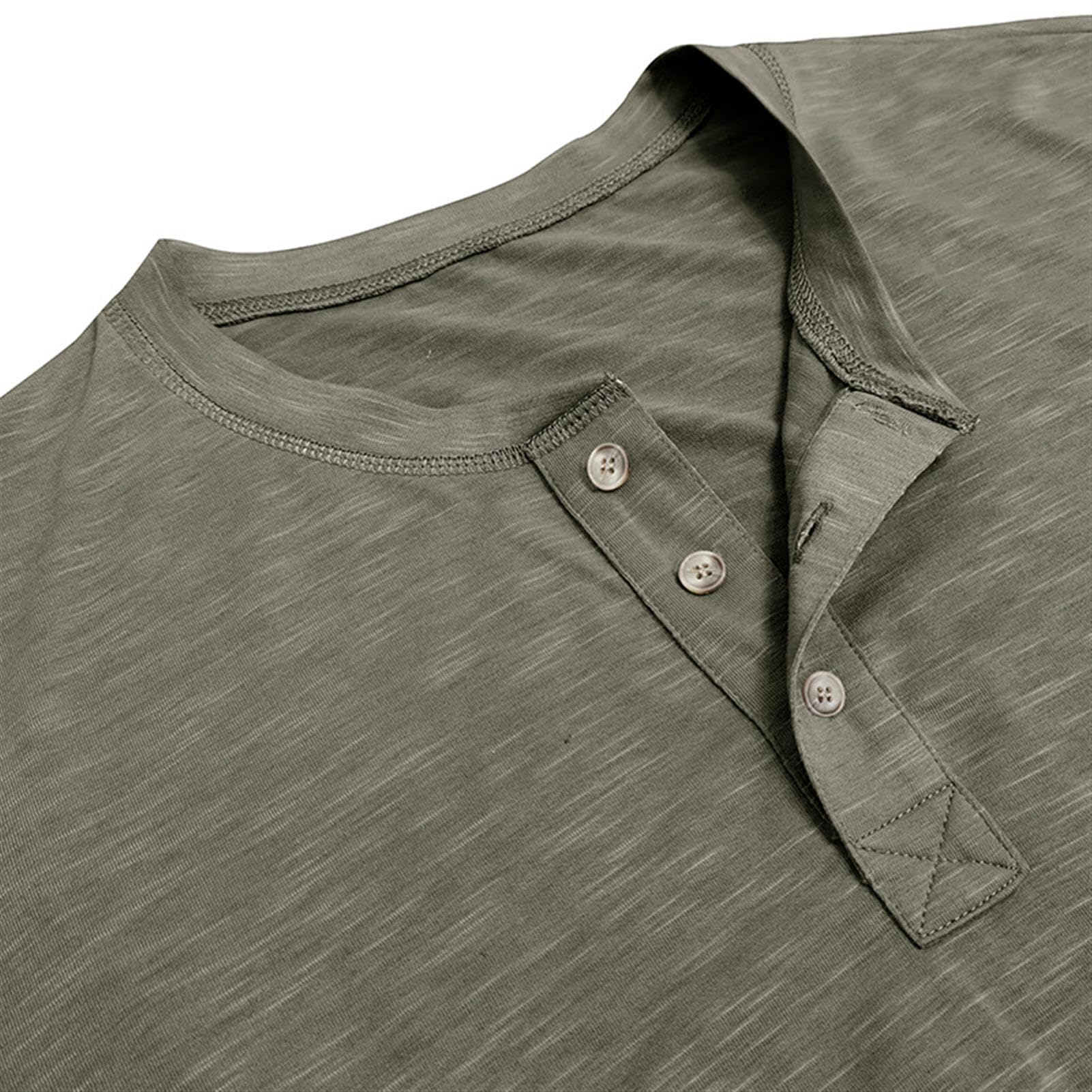 hixswnu Mens Henley Kurzarm T-Shirt Casual Slim-fit Front Placket Basic Rundhals Pullover Shirt Tops