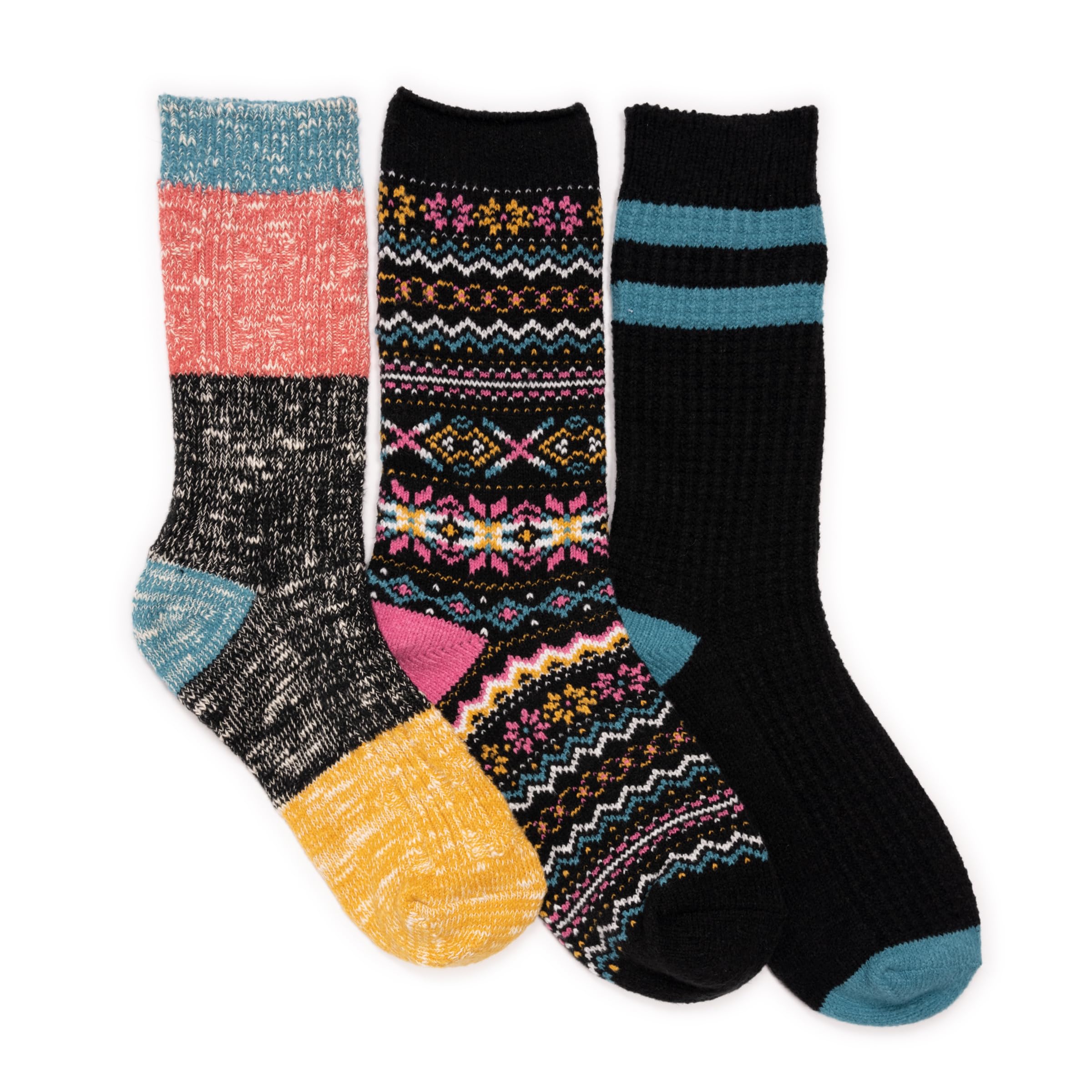 MUK LUKS womens Boot Socks 3 Pair Pack