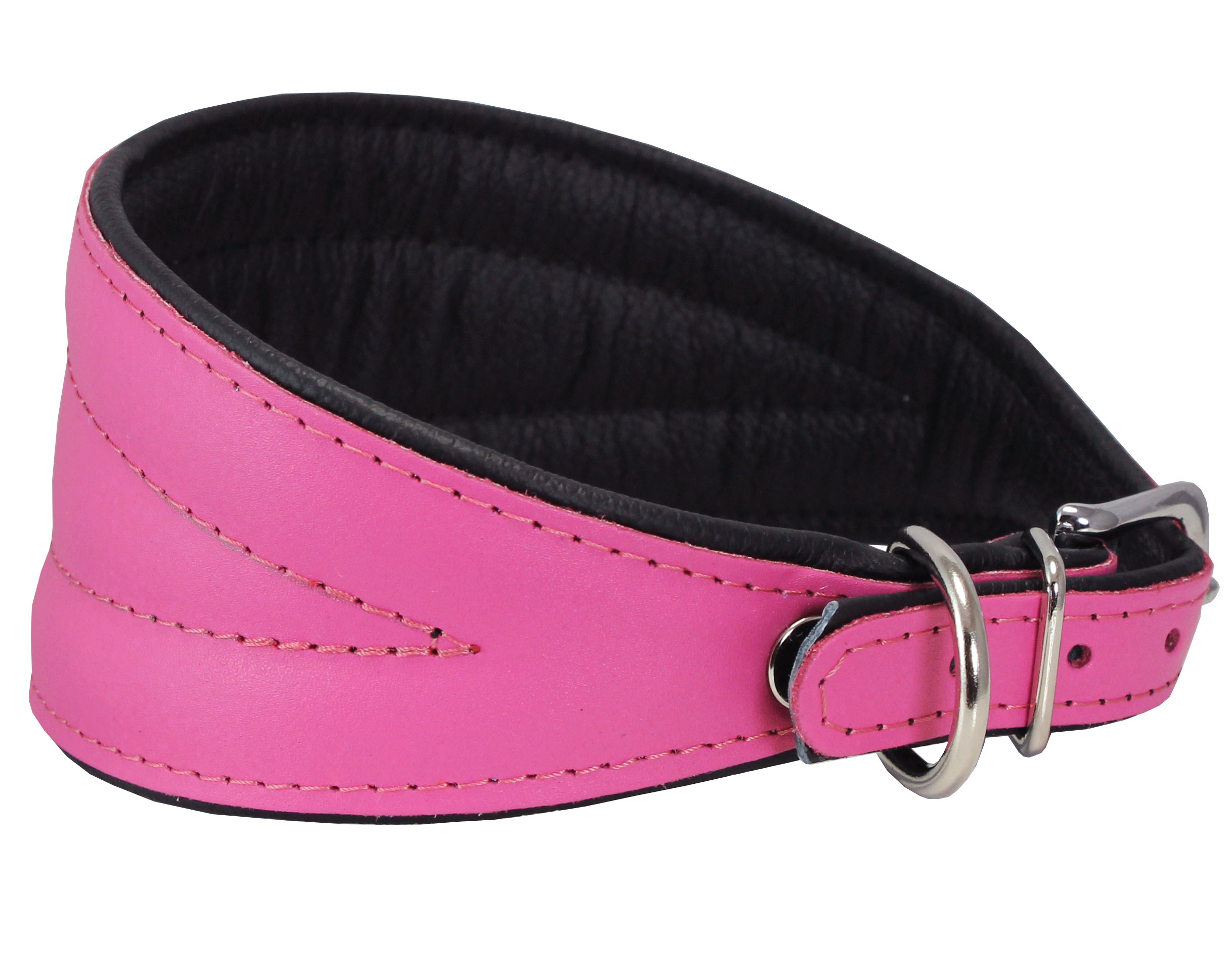 Dogs My Love Hundehalsband, Echtleder, extra breit, gepolstert, konisch, 41,3 - 47,6 cm Halsumfang, 7,6 cm breit, Rosa