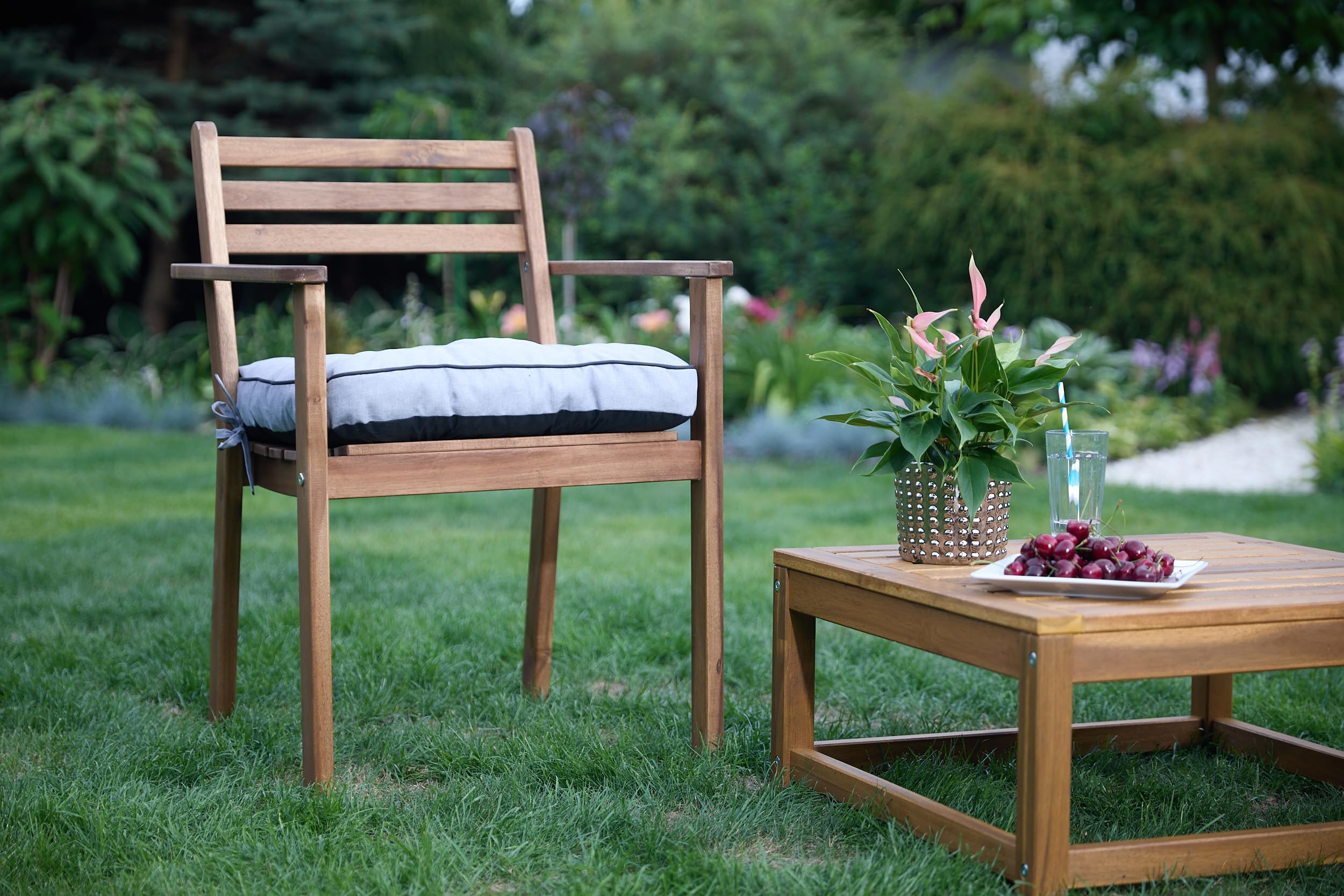 Cuscino per Panchina - Cuscini Morbidi per Seduta per Sedie, Panchine da Giardino - Cuscini Impermeabili per Sedie - 47x49 cm, 2 pezzi - Grigio scuro