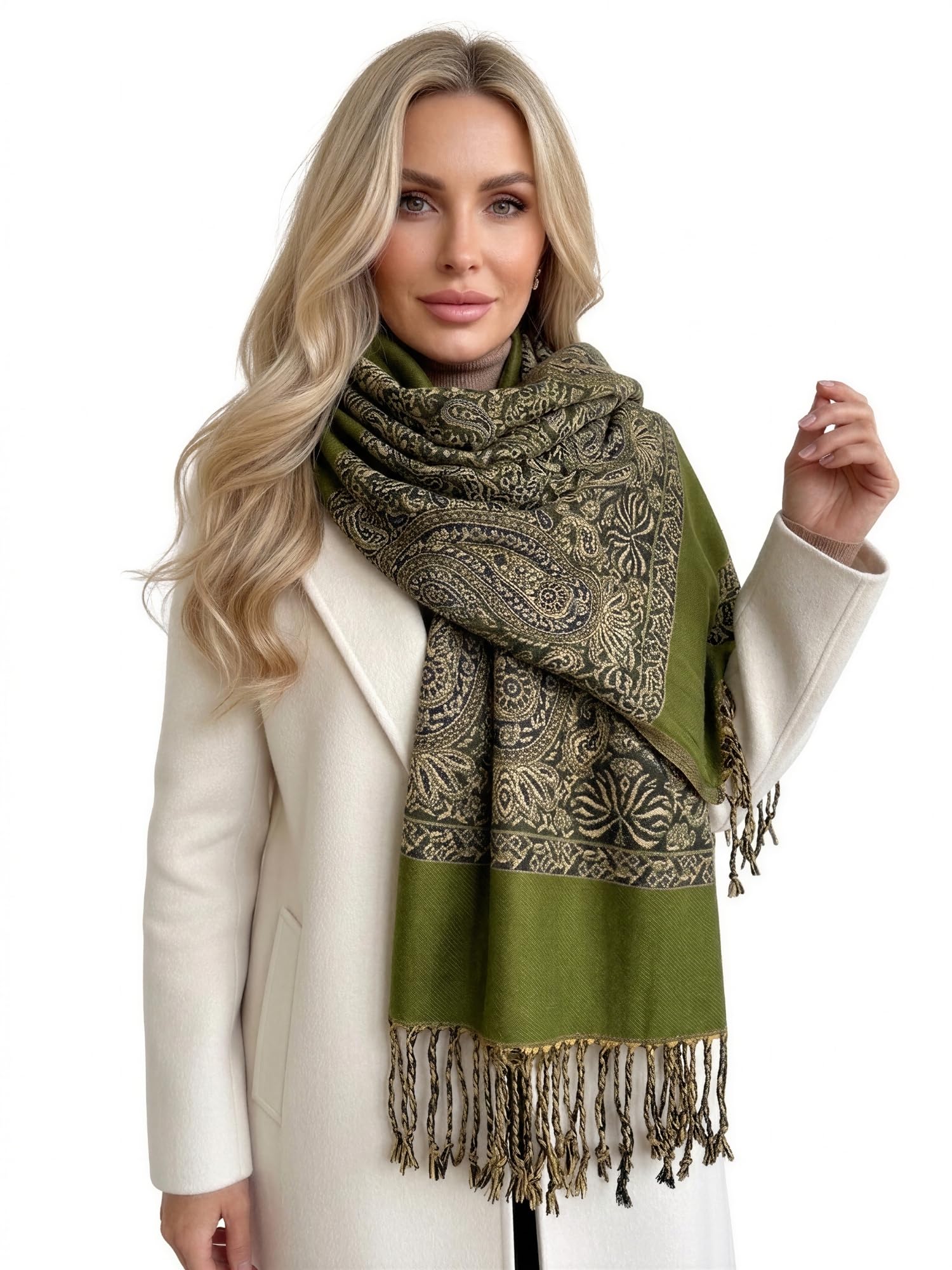 The Accessory Co. Womens Scarf Pashmina Shawl Wrap - Large Lightweight Floral Paisley Scarf for Women for Winter, Weddings, Meditation, Prayer - Colourful Neck Scarves, Stole
