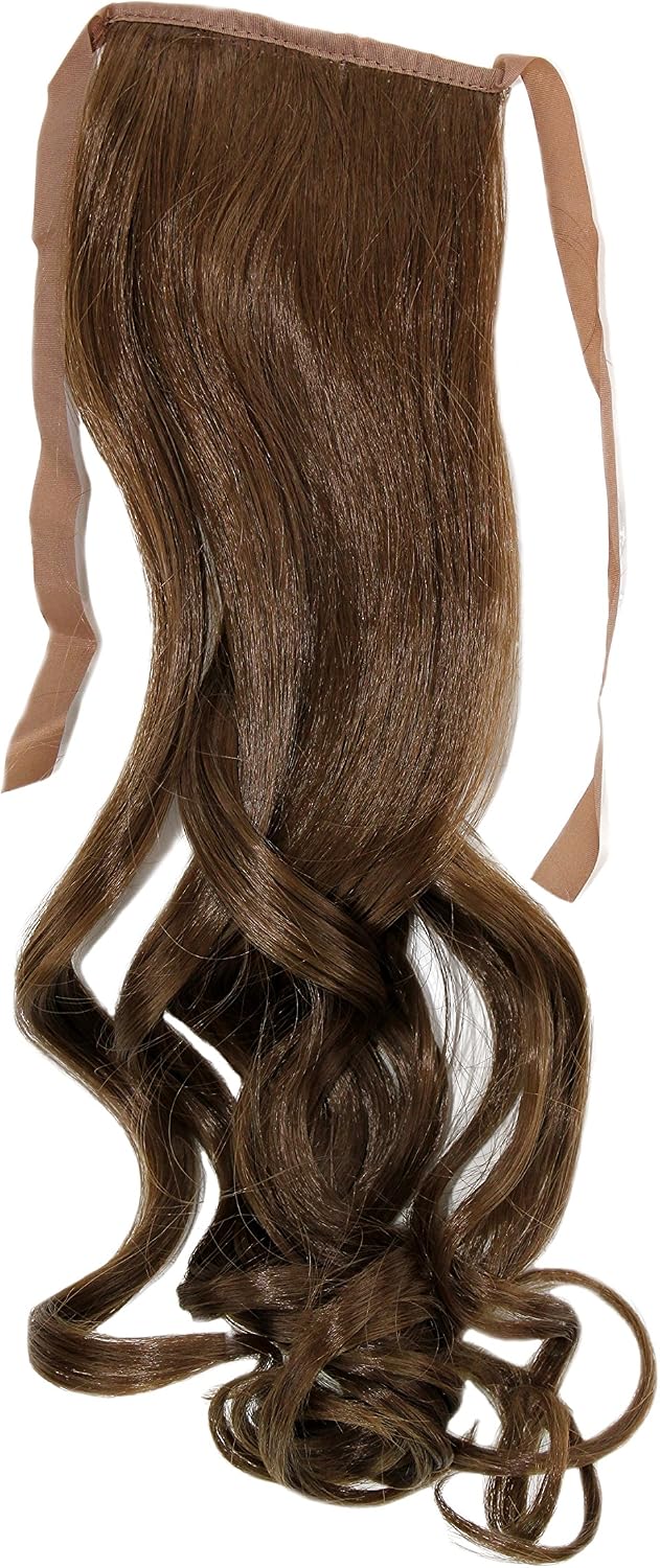 WIG ME UP - YZF-TC18-10 Hairpiece Pontail Pigtail extension slim light wavy comb and ribbon medium brown 18inch