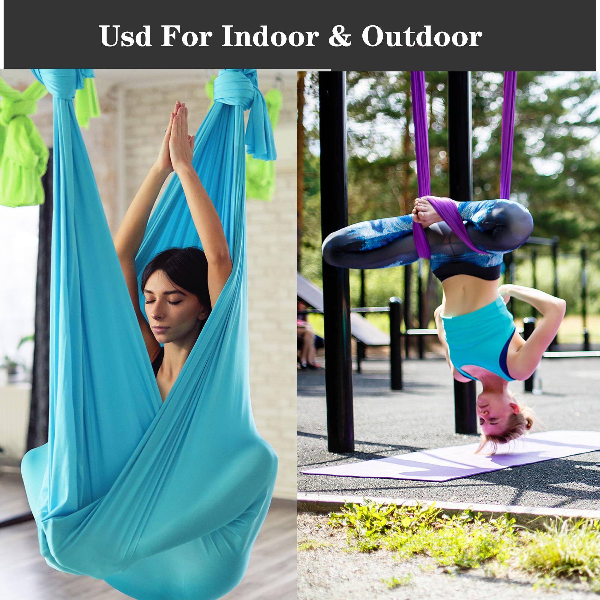 Hamaca aérea de seda de 5.5 yardas para exteriores, columpio de yoga aéreo para adultos, hamacas de yoga aéreas para exteriores
