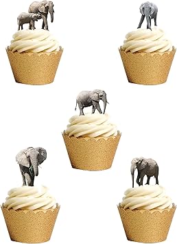 Lot De 27 Decorations En Papier Comestible Pour Gateaux Sur Le Theme Des Elephants De La Jungle Amazon Fr Epicerie