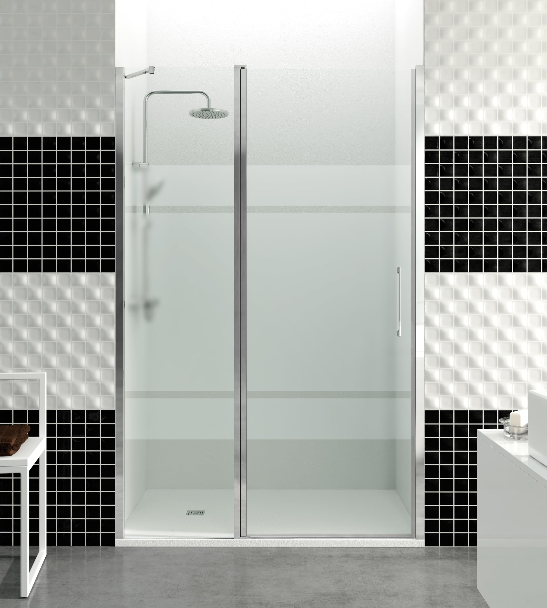 GME - Mampara Ducha 1 Puerta Corredera + 1 Puerta Fija Cromo 130cm | Mampara de Cristal con Perfilería de Aluminio y 195cm de Altura | Cristal Templado 6mm Antical Y Cierre Magnético