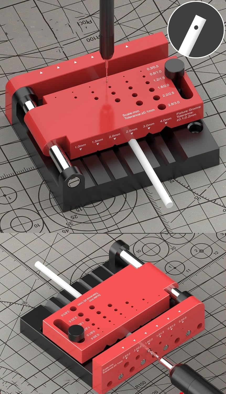 Adjustable Drill Guide Jig, Hand Craft Chamfering Tool, DIY Modeling Positioner(1-4mm)