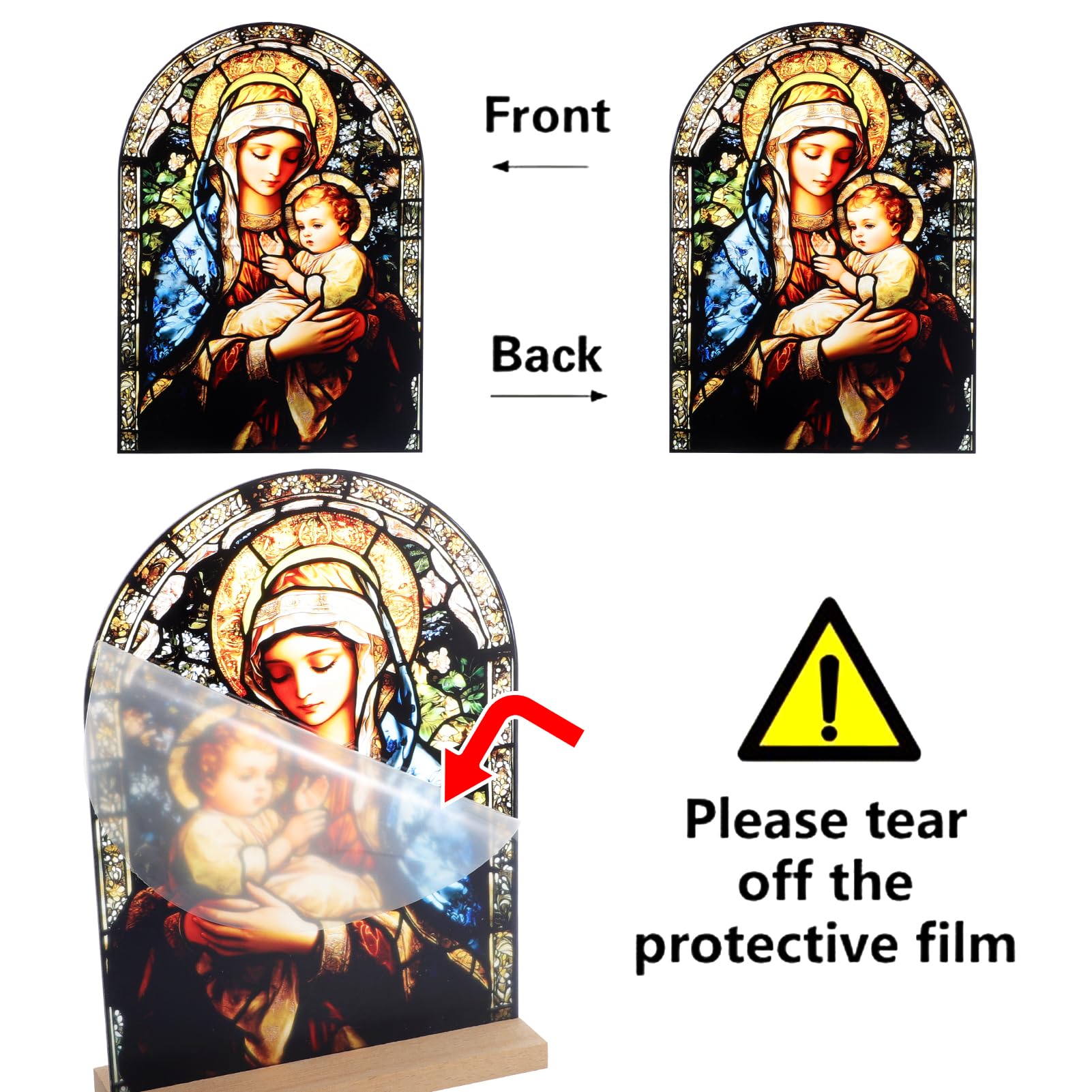 KOMI Madonna and Child Icon Virgin Mary Christ Jesus Catholic Ornament Statue Tabletop Decor Acrylic Standing Home Altar Decor Christian Gifts