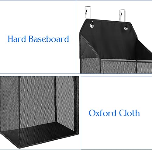 Miniatura 6 de coastal rose Paquete de 2 cestas grandes para colgar la ropa sucia con ganchos, cesta de malla para colgar sobre la puerta con cremallera para