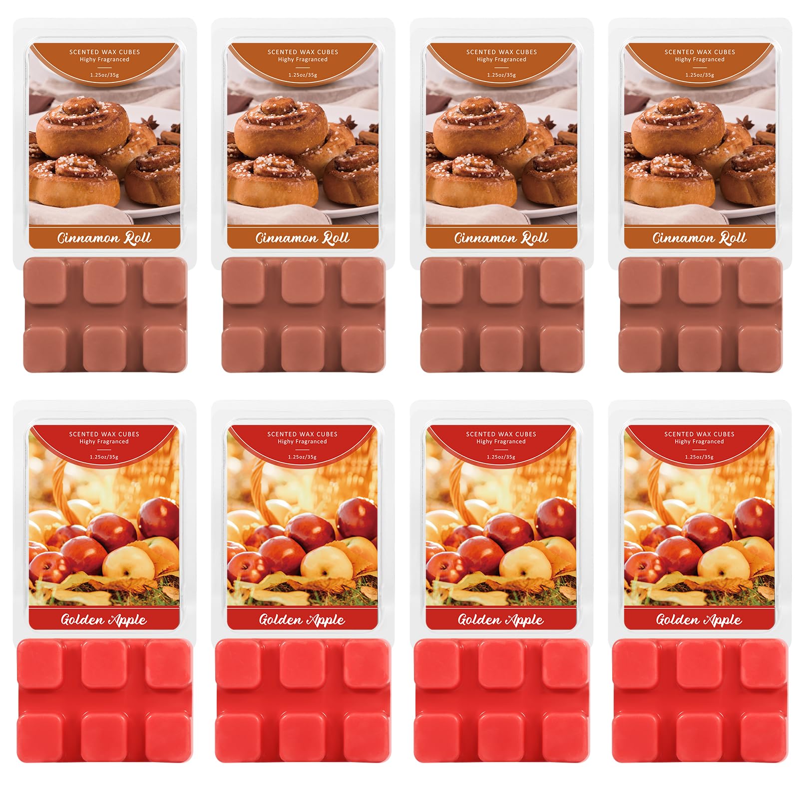 SCENTORINI SCENTORINI Wax Melts, 4 Cinnamon Roll &amp; 4 Golden Apple Scent