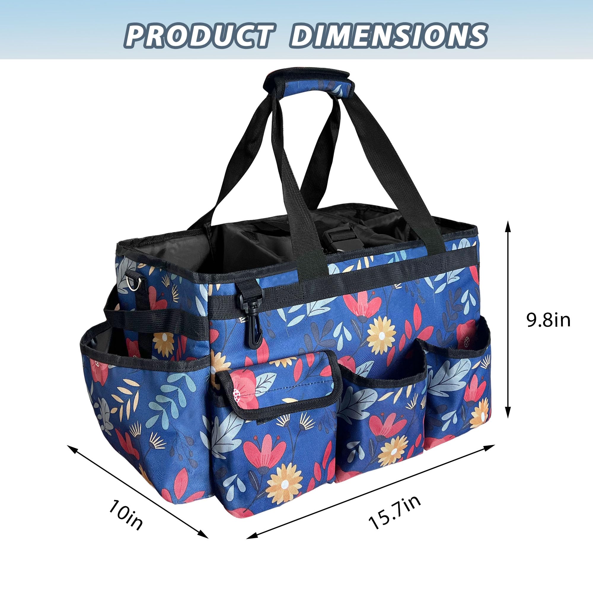 Borsa portaoggetti per la pulizia, organizer per la pulizia con manico, grande borsa per la pulizia di casa, auto e bagno, borsa per le pulizie con spallacci regolabili (blu)