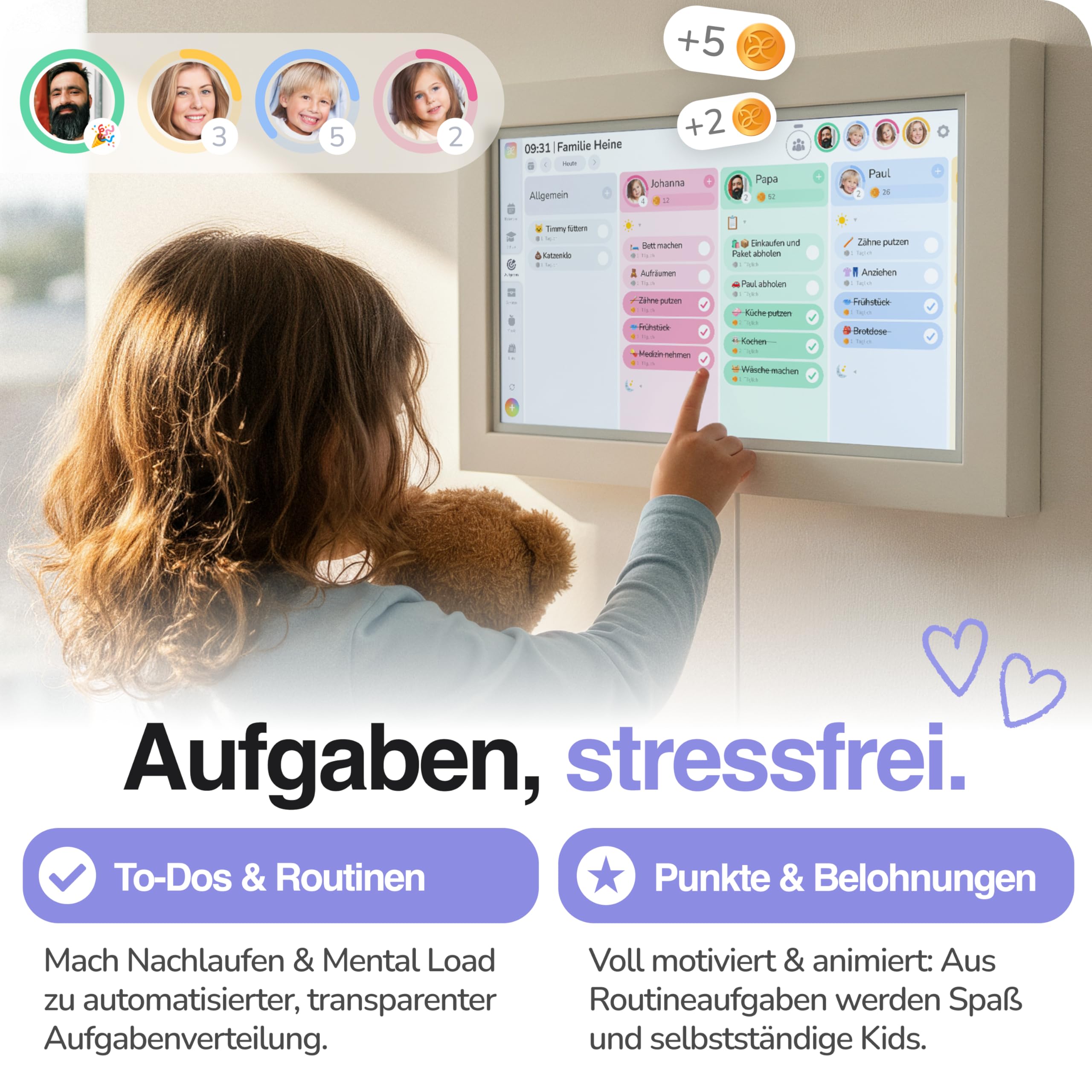 Daely® Calendar - Digitaler Kalender 15.6" - Digitaler Wandkalender Touchscreen Full HD - Familienplaner, Elektronischer Wandkalender, Wochenplaner, Monatsplaner & Belohnungstafel, Wi-Fi