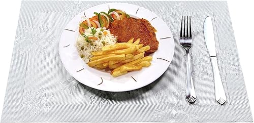 Miniatura 7 de Juego de 4 manteles individuales de vinilo tejido de PVC, antideslizantes, resistentes al calor, color azul, para cocina, ambientales, manteles