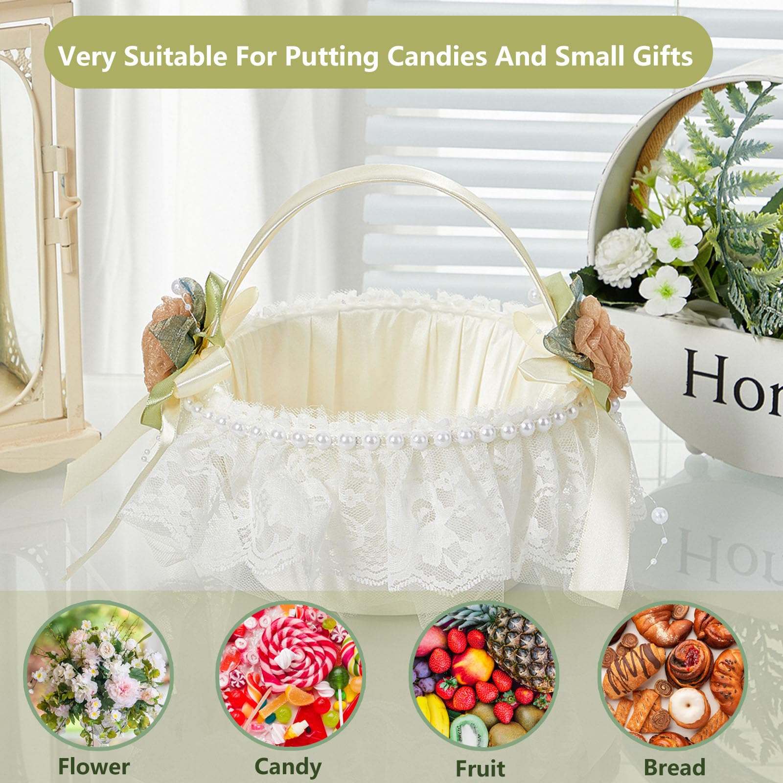 Cesta Niña Flores Boda Cesta De Flores Para Niña De La Boda - Cesta Blanca  Con Asa, Decoración Nupcial Elegante Cesta Novia Blanco 18x9x20cm Niña  Flores Boda, image size:1600x1600